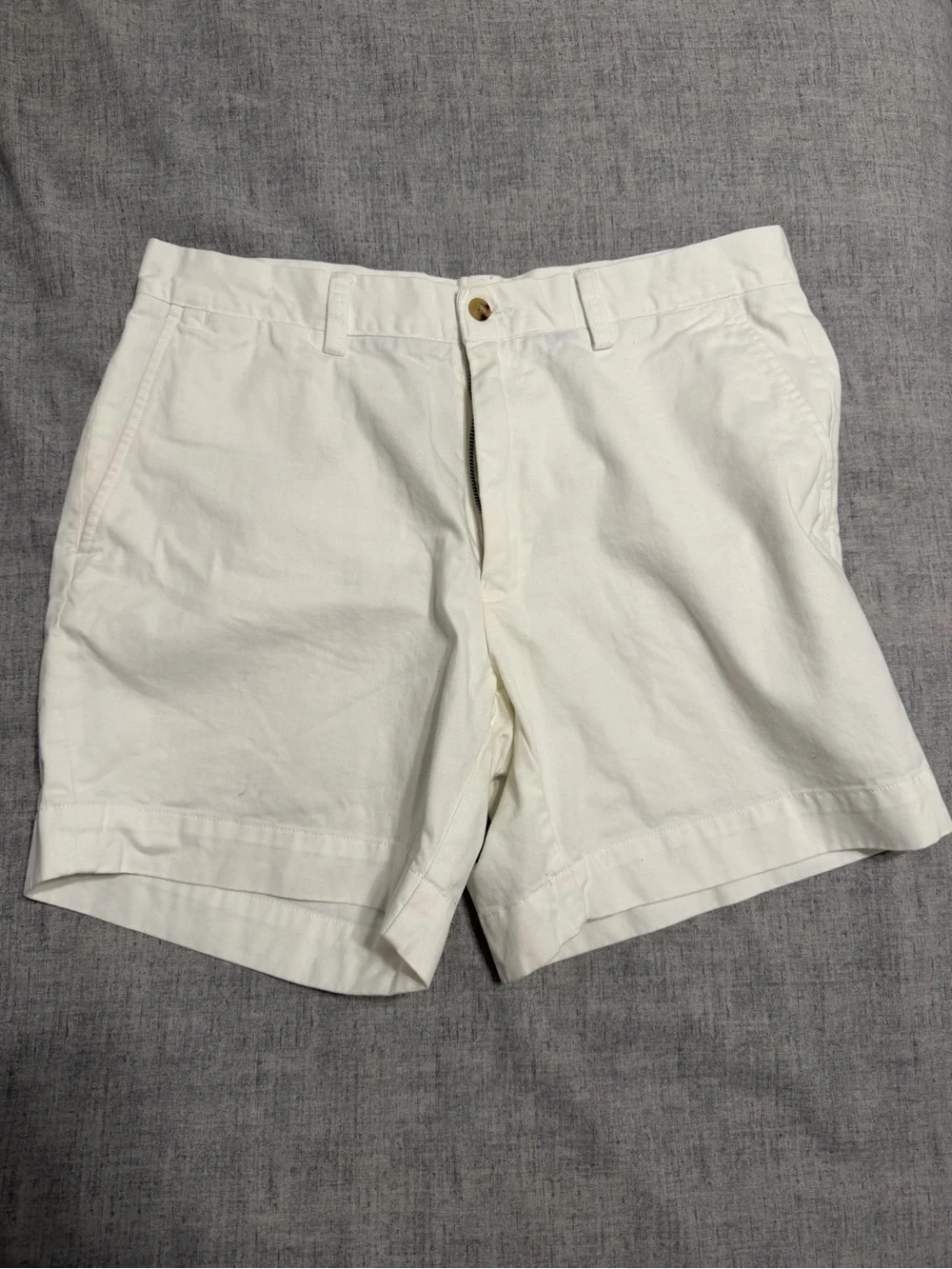 Ralph Lauren White Cotton Flat Front Shorts